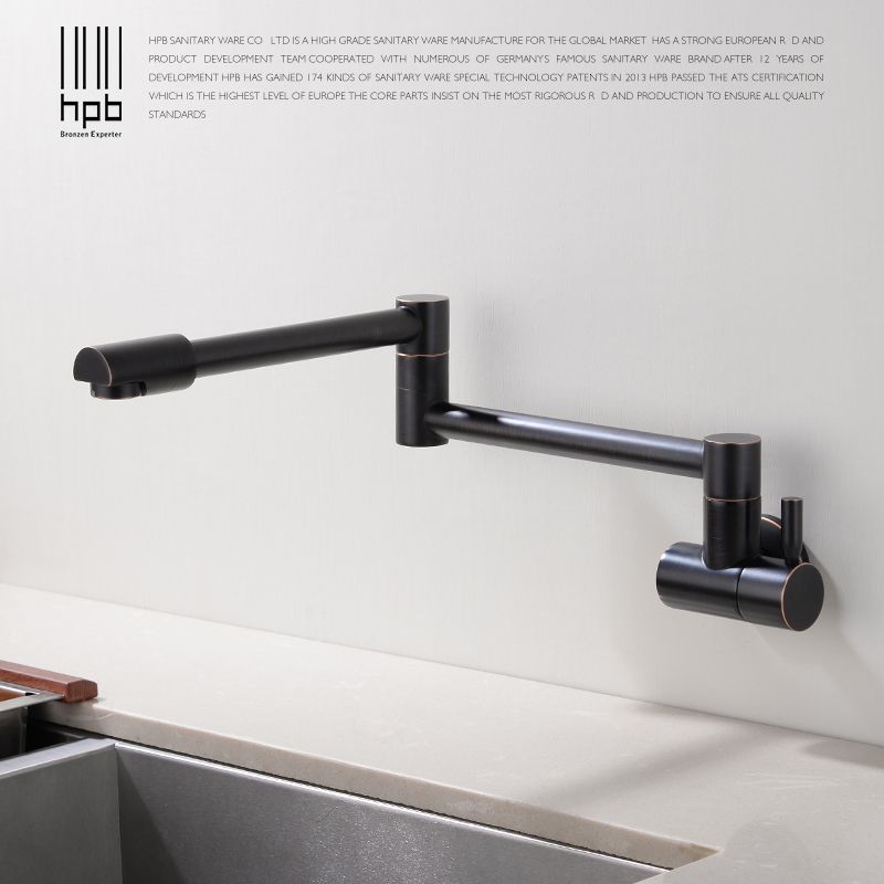 Hpb Kitchen Faucet Wall Mounted Single Cold Only Brass Oil Rubber Bronze Sink Tap Single Handle 720 Degree Rotation Hp9105