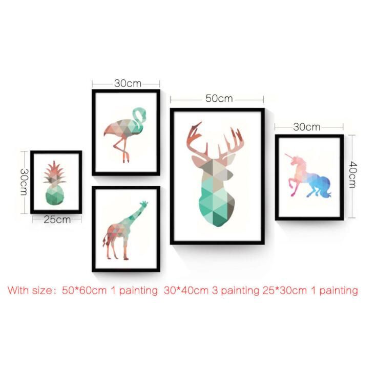 2019 watercolor geometric animals abstract canvas art print painting geometric animals