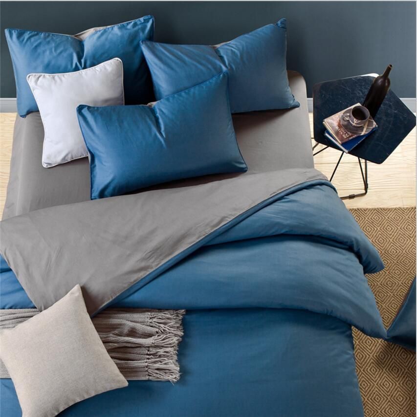 Blue Gray Solid Color Bedding Sets Maress Bedspread 100 Duvet Blue Gray Solid Color Bedding Sets Maress Bedspread 100 Duvet Cover Flat Fied Sheet Pillow Cases King Queen Size Green Covers Fashion