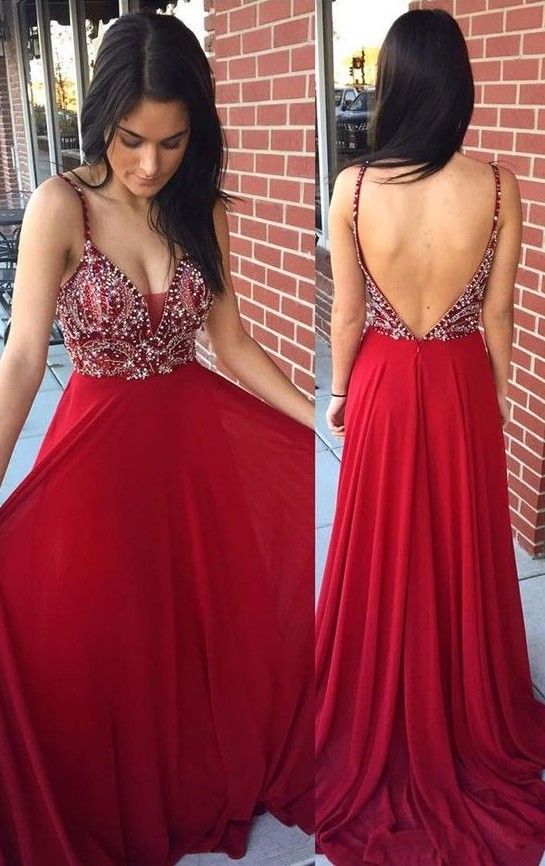 Burgundy Prom Dress Beaded Chiffon Top