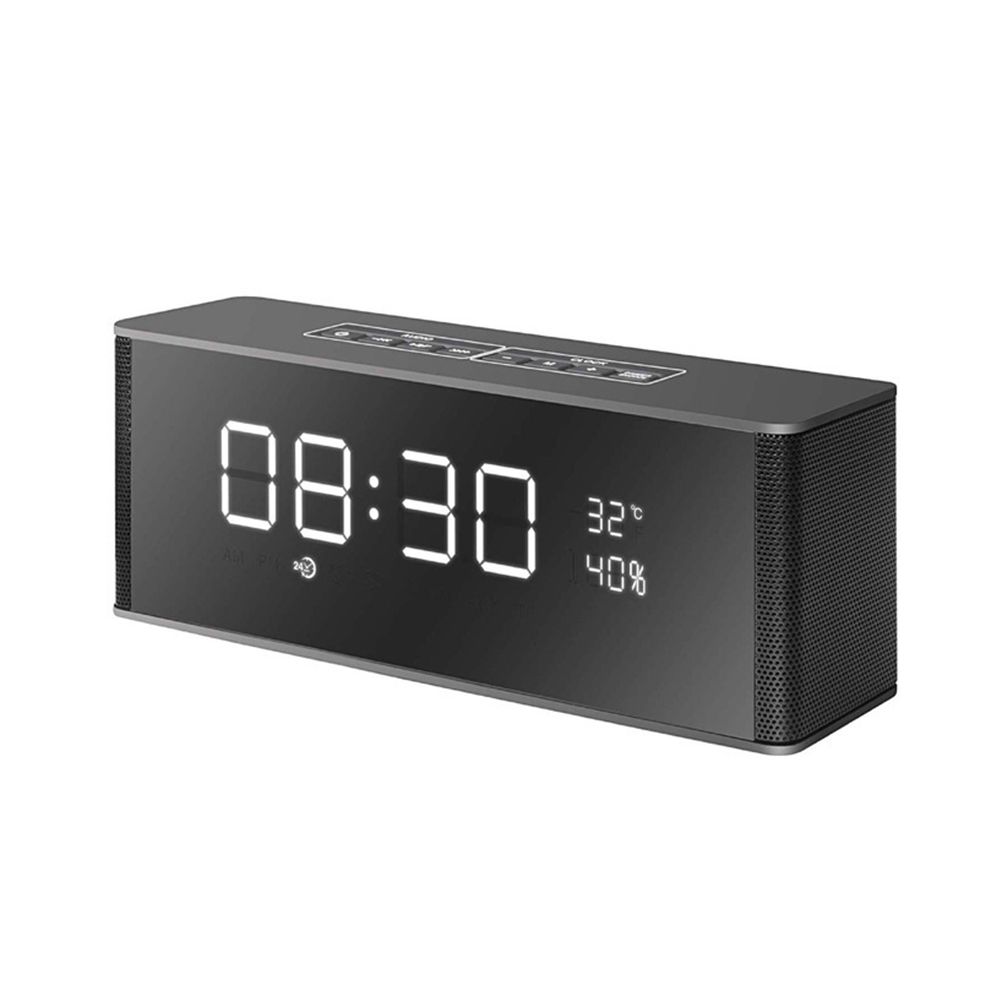 Multifunctional Digital Alarm Clock Radio With Wireless Bluetooth Stereo Speakers Dark Grey