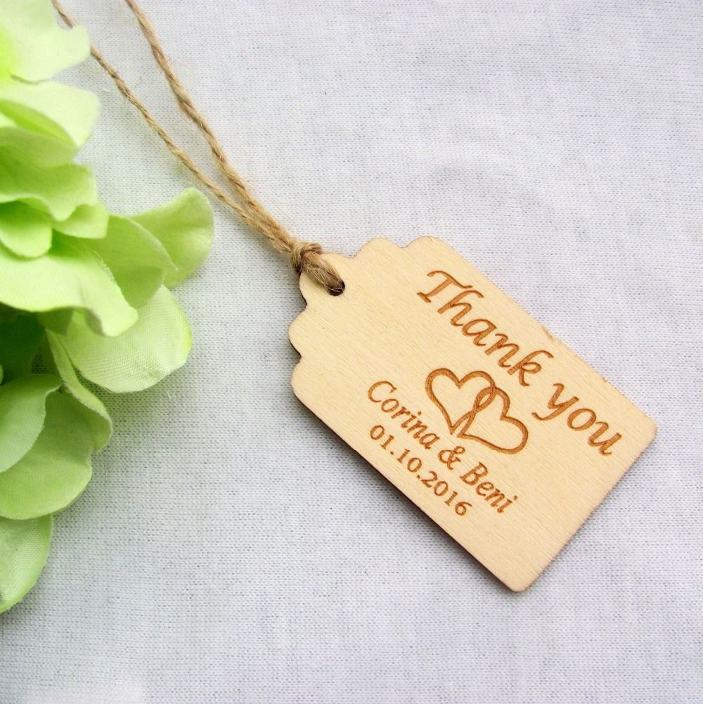 Tag Heading Personalized Engraved Thank You Wooden Wedding Favor