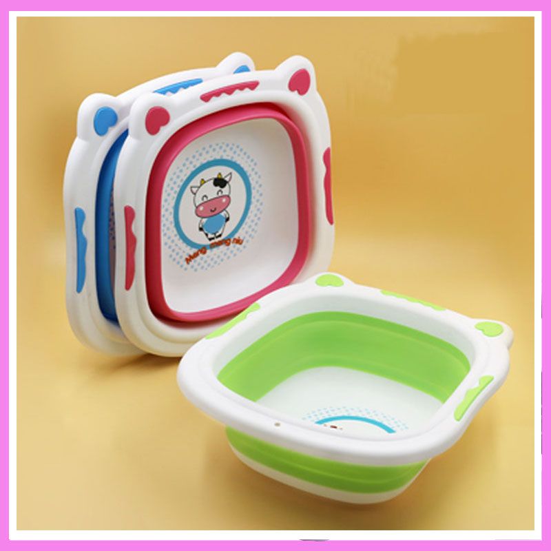 Foldable Baby Wash Tub Basin Children Washbasin Newborn Bathtub Cartoon Bath Basins Foldable Water Washbasin Portable Camping