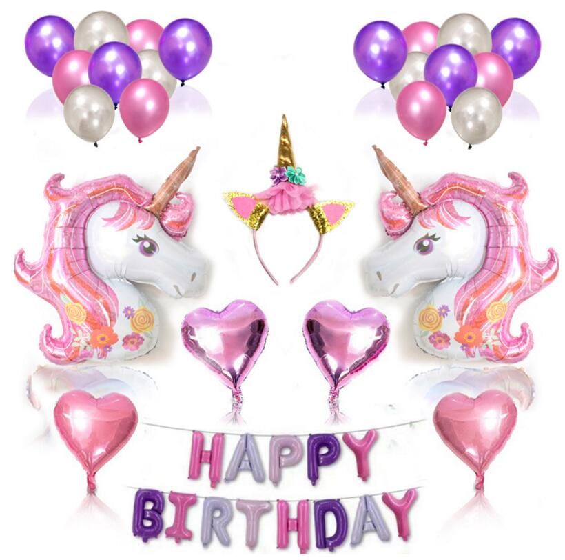 Compre Globos Del Unicornio Feliz Cumpleaños Carta Globos 