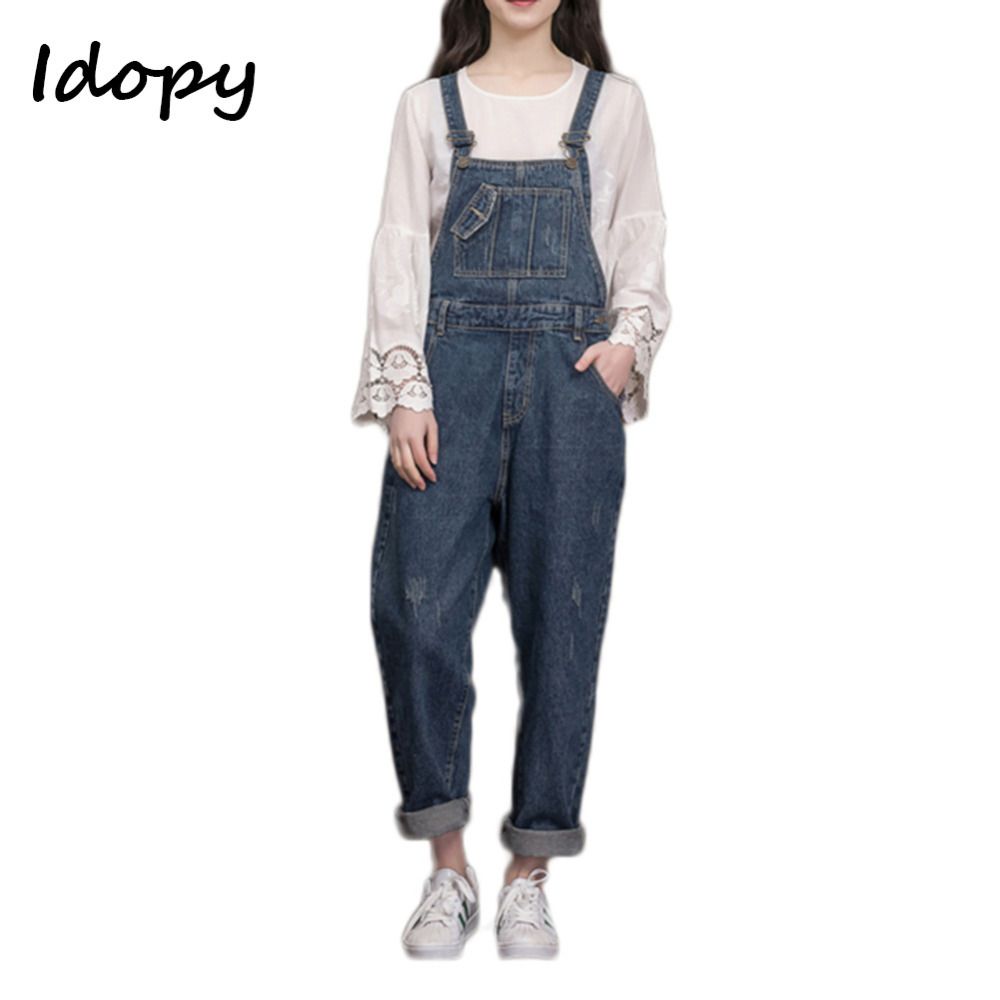 New Womens Denim Jumpsuit Vintage Coveralls Romper Playsuit Jeans Loose Casual