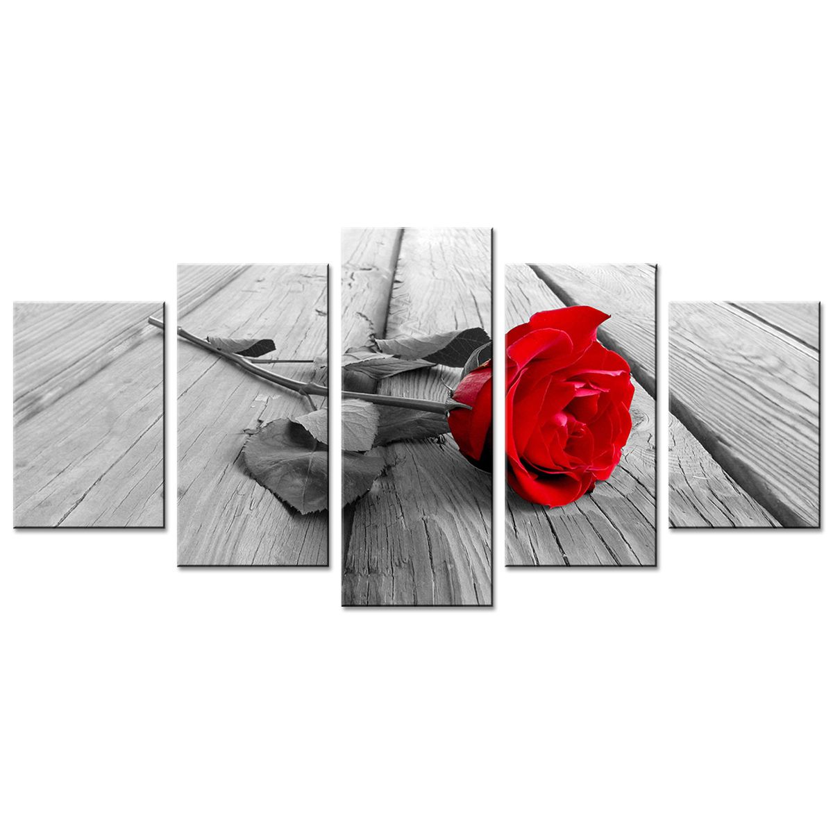 Red Rose Flower Painting Canvas Wall Art Modern Picture Home Decor Fl Hd Giclee Artwork 5 Panels Stretched On Framed