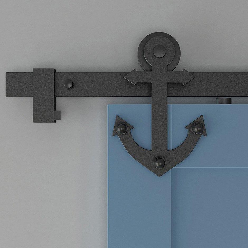 2021 Black Steel Anchor Barn Wood Sliding Door Hardware Set Rustic