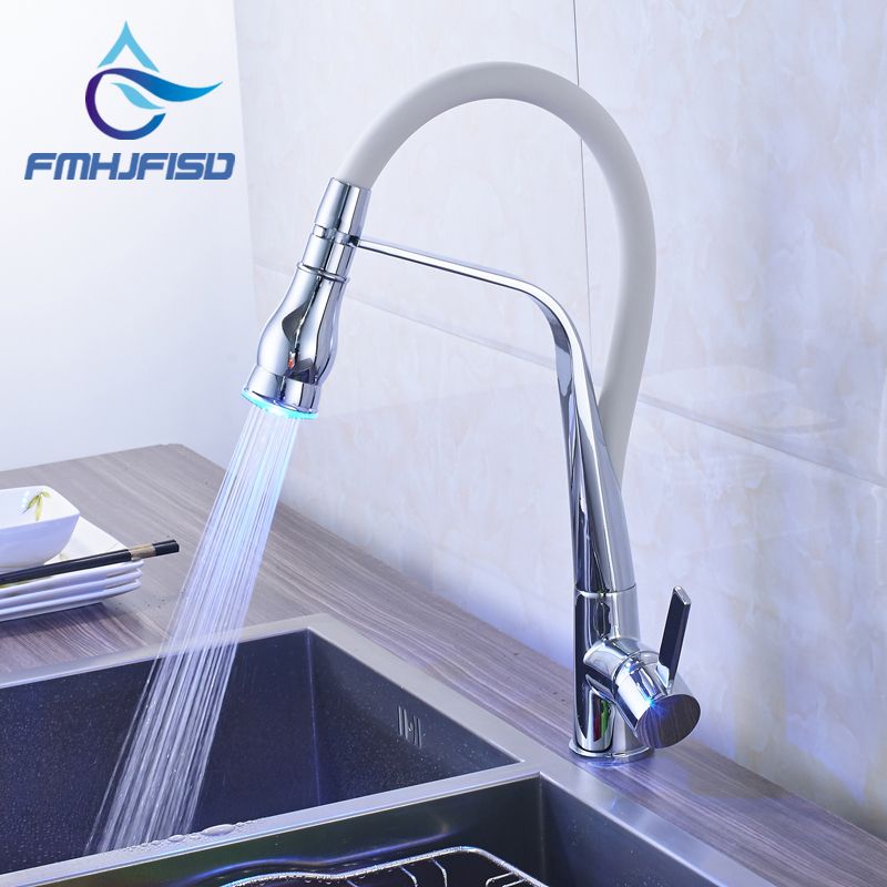 Fmhjfisd New Arrival Kitchen Faucet With Led Light Fmhjfisd New Arrival Kitchen Faucet With Led Light Chrome White Water Taps For By Prettyxiu Dhgate Com