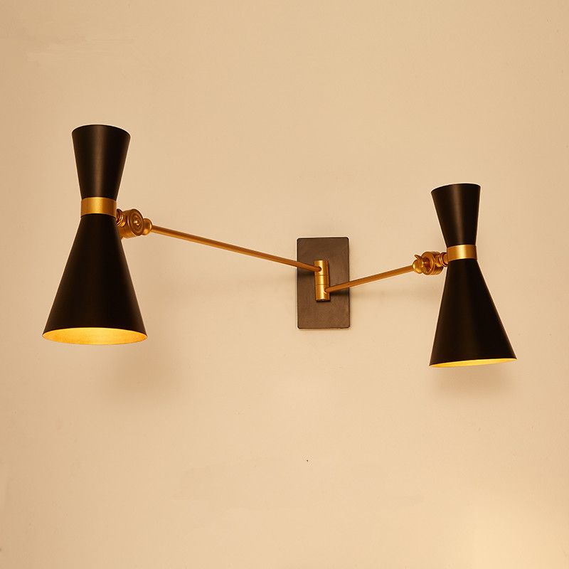 2018 Creative Wall Mounted Swing Arm 2 Heads Modern Lamp Black 2018 Creative Wall Mounted Swing Arm 2 Heads Modern Lamp Black White Retro Industrial Light Nordic From Hogon 227 62 Dhgate Com