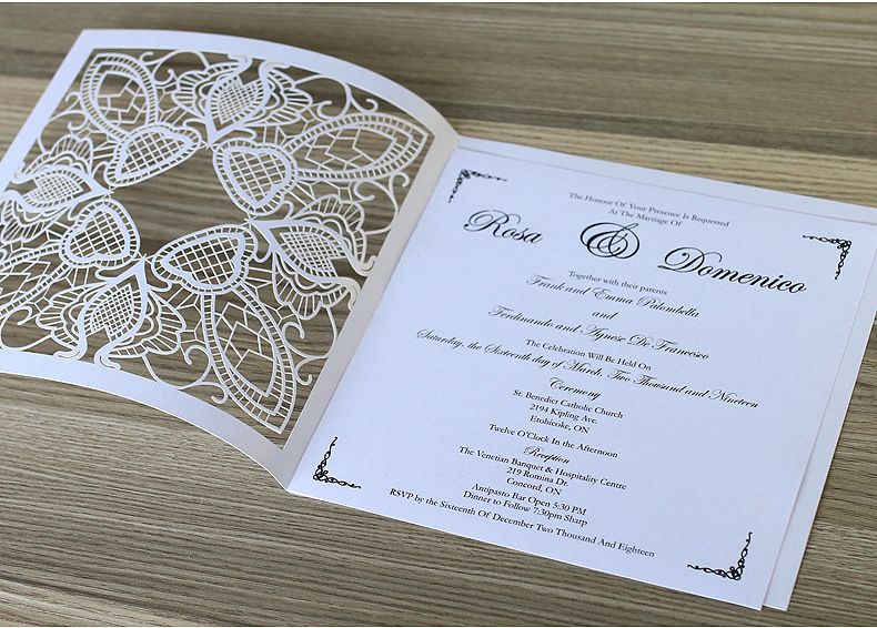 Laser Cutting Hollowed Square Fashion Design Invitation Cards