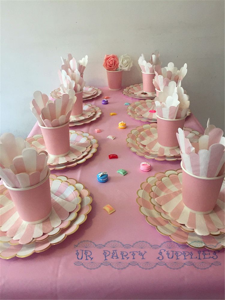 2019 Tableware With Table Cloth Pink Gold Stripe Paper Cups Plates 2019 Tableware With Table Cloth Pink Gold Stripe Paper Cups Plates Napkins First Birthday Baby Shower Wedding Party Favor From Urparty 43 26 Dhgate