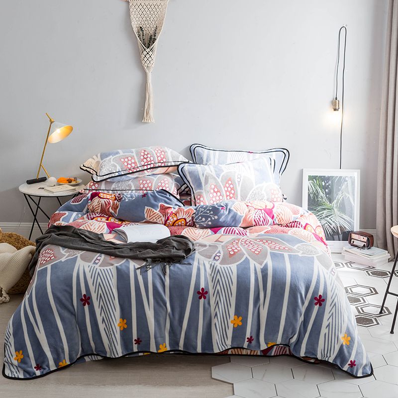Winter Flowers Flannel Duvet Cover Set Queen Bedding Sets Soft Winter Flowers Flannel Duvet Cover Set Queen Bedding Sets Soft Fleece Bed Sheet Pillow Case Linens Comforter Black And