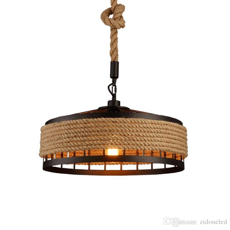 Loft Hemp Rope Pendant Light Industrial Vintage Hanging Lights Iron Loft Hemp Rope Pendant Light Industrial Vintage Hanging Lights Iron Chandeliers Droplight For Restaurant Bar Coffee Room Decoration