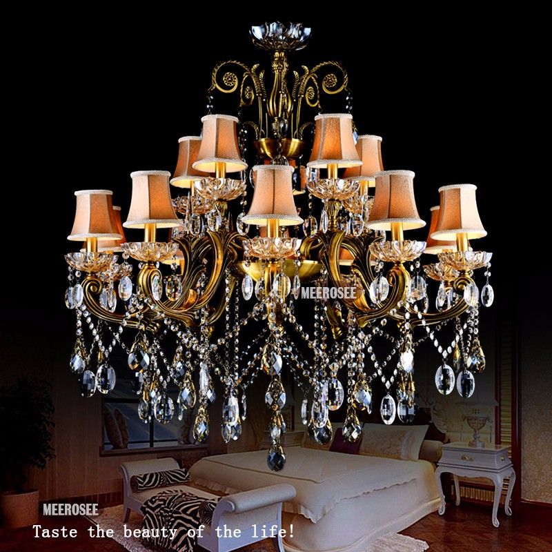 Traditional Crystal Chandelier Light Fixture Antique Brass Large Traditional Crystal Chandelier Light Fixture Antique Brass Large Suspension Restaurant Candelabro Res Lamp With Lampshade Single Pendant