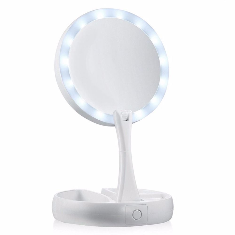 Portable Round Shape Foldable Led Makeup Mirror Women Make Up Portable Round Shape Foldable Led Makeup Mirror Women Make Up Desktop Cosmetic Mirrors Tools For With Lights