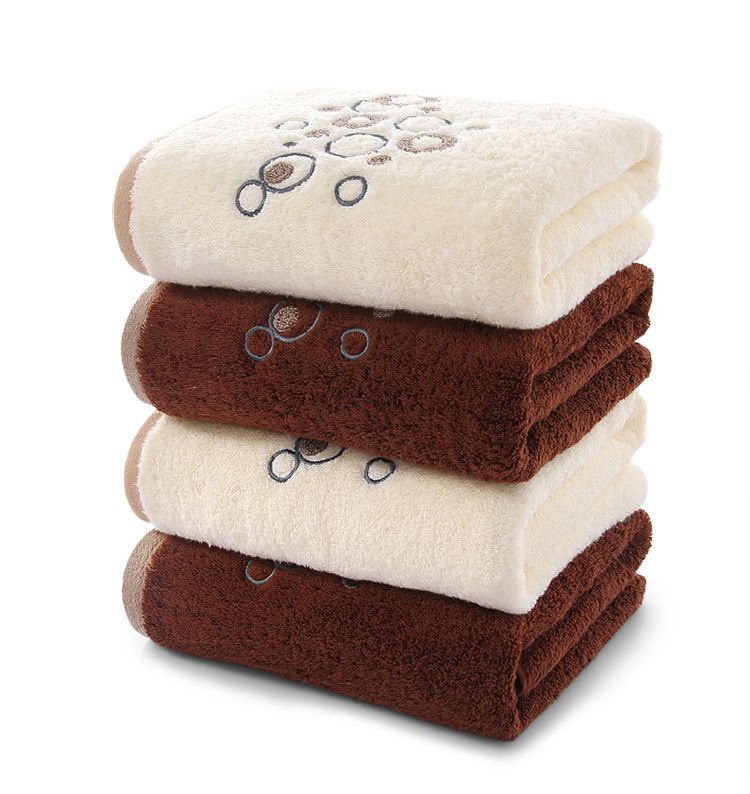 brown patterned bath towels
