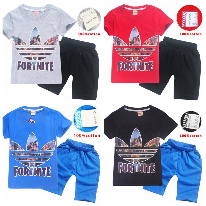 compre es ninos ninas fortnite leaf camiseta traje 2018 nuevos ninos juego cartoon algodon camiseta de manga corta pantalones cortos establece 6 14 anos - fortnite letras negras