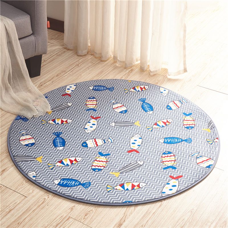 Ocean Fish Printed Round Bath Mat Diameter 60cm Bathroom Rugs Doormat Anti Slip Floor Carpet For Bedroom Living Room Sofa Balcony Tapetes