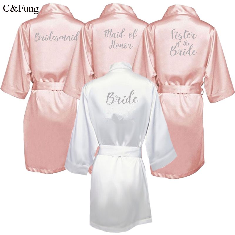 2019 C Fung Dark Pink Robe Silver Letter Kimono Personalised Satin
