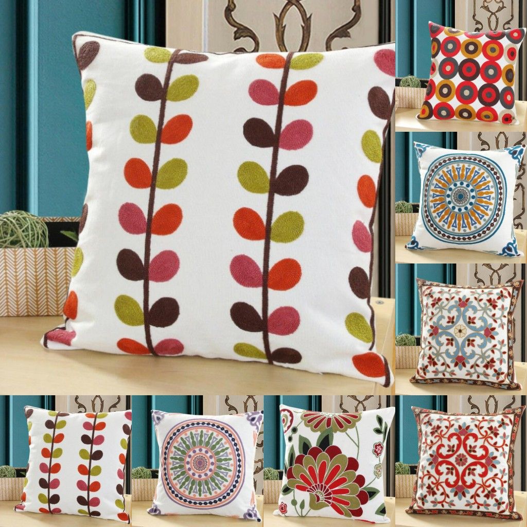 Feuilles Coussin Housse Taie d/'oreiller canapé référence Coussins 40 x 40 cm Broderie