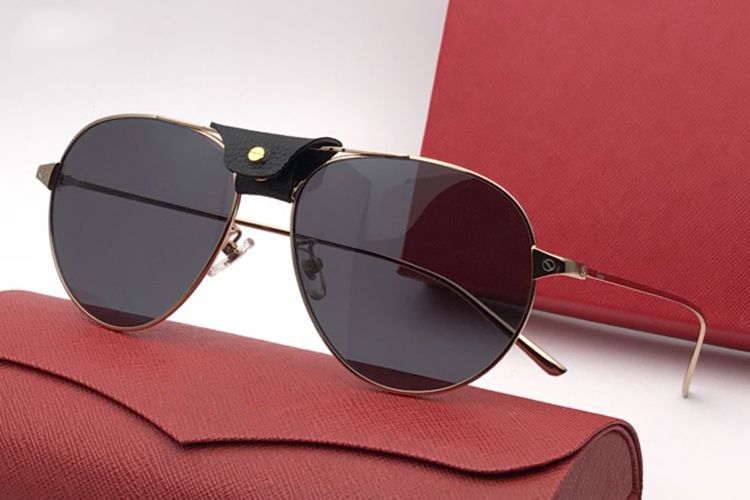 France Brand Designer Men Women Sunglasses Metal Frame Leather Buckle