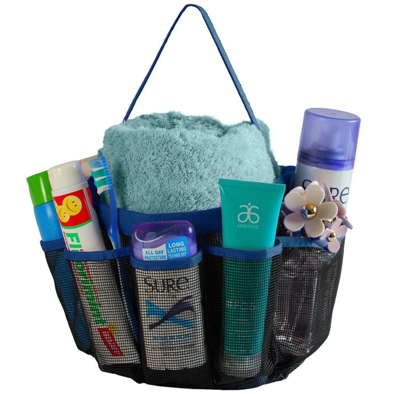New Arrival 8 Pocket Mesh Shower Caddy Tote Wash Bag Dorm Bathroom Organizer With Basket Pockets Storage Package
