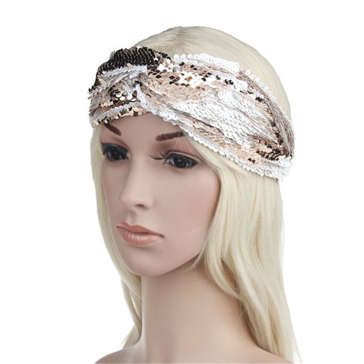 Headband Reversible Elastic Sequin Girls Shiny Hairband Hair Accessories Women Elastic Mermain Hair Bands Head Wrap T1C205