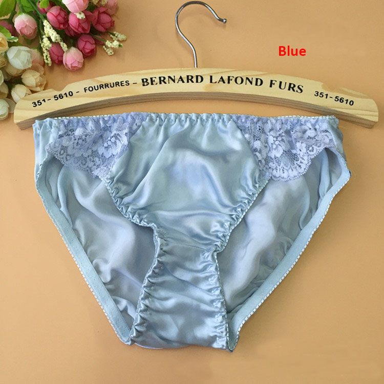 Sexy Lace Satin Panties For Woman Soft Antibacterial Silk Underwear Low