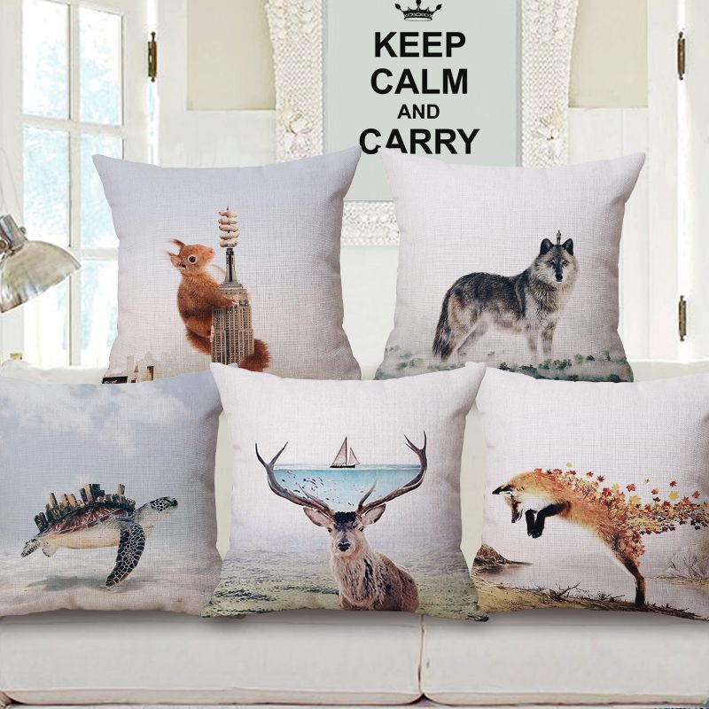 2018 nordic design cushion cover creative animal scenic chaise chair throw pillow case wolf fish turtle almofada deer fox cojine cushions for outside - Nordic Design Chaise 2018 nordic design cushion cover creative animal scenic chaise chair throw pillow case wolf fish turtle almofada deer fox cojine cushions for outside - Nordic Design Chaise