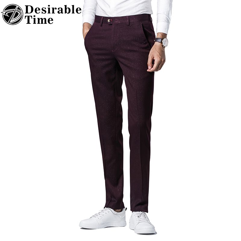2018 Desirable Time Men Burgundy Suit Pants Slim Fit Size 28 36 Fashion Business Casual Black Dress Pants For Men Dt144 From Begonier, $42.26 | Dhgate.Com