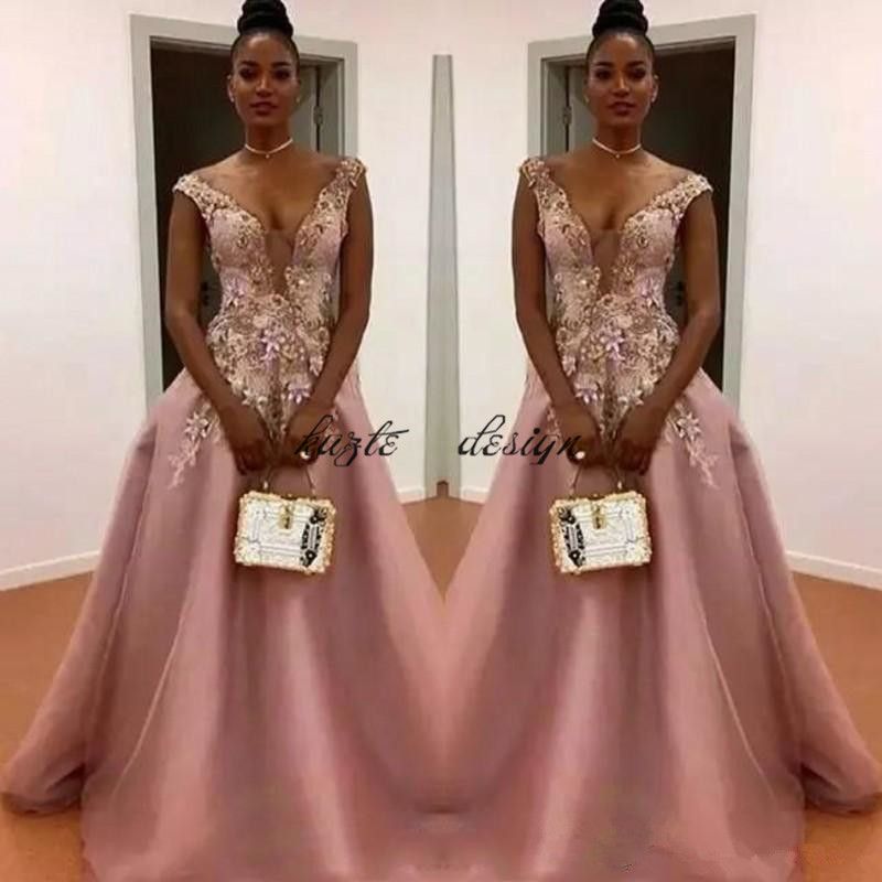 Dusty Pink A Line Prom Dresses South African Sheer Neck Flora Appliques Evening Gowns Floor Length Zipper Back Formal Party Dress Elegant Long Evening Dresses Evening Dress Online Malaysia From Kazte 129 85