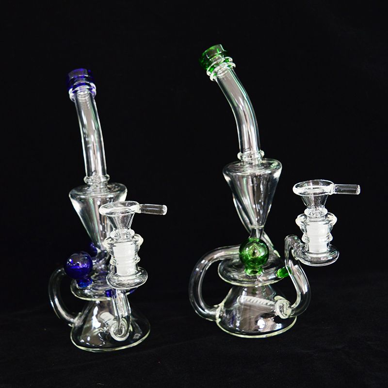 2019 Vertex Glass Bong Perc Percolator Water Pipe 14mm Bowl Double