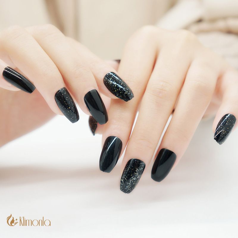 Acquista 24 Pz Set Nero Unghie Finte Ballerina Coffin French