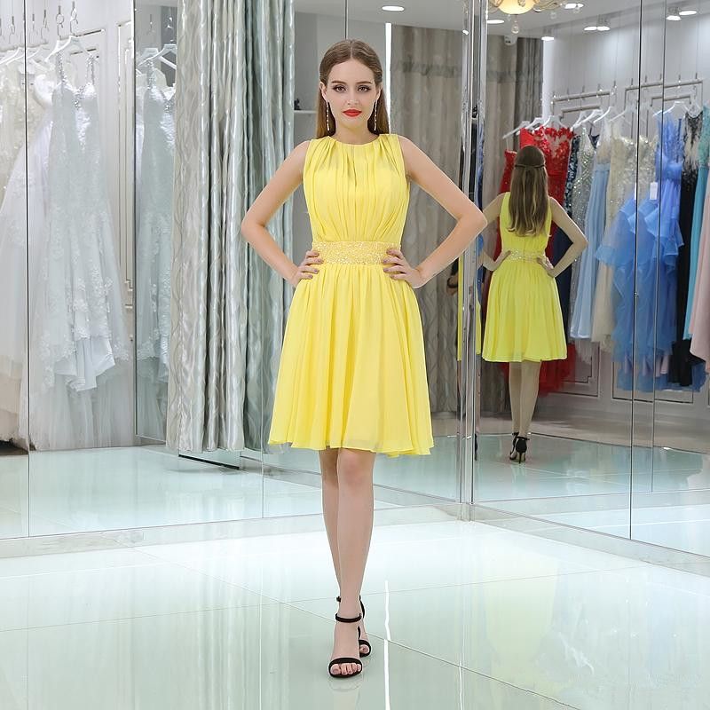 Simple Yellow Chiffon Dress