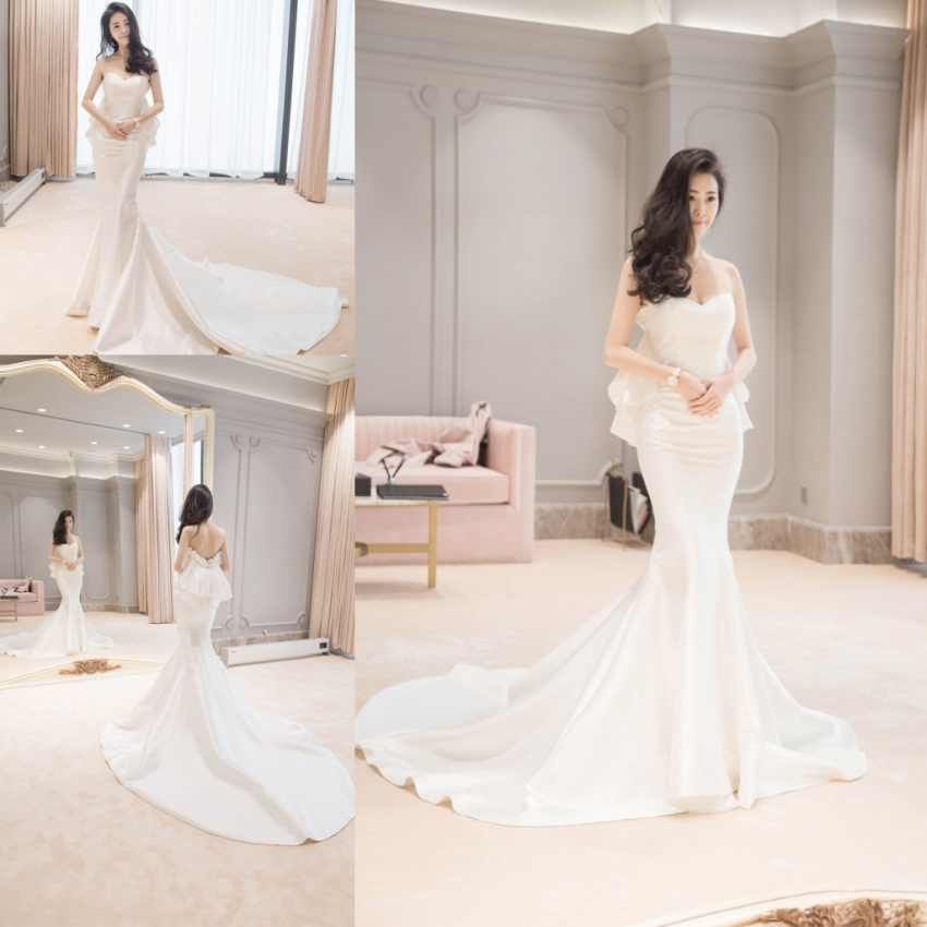 Simple White Wedding Dresses Elegant Sweetheart Sleeveless Mermaid