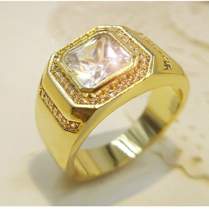 2019 Luxury Diamond Mens Gold Plated Ring Artificial Hand With Zircon ...