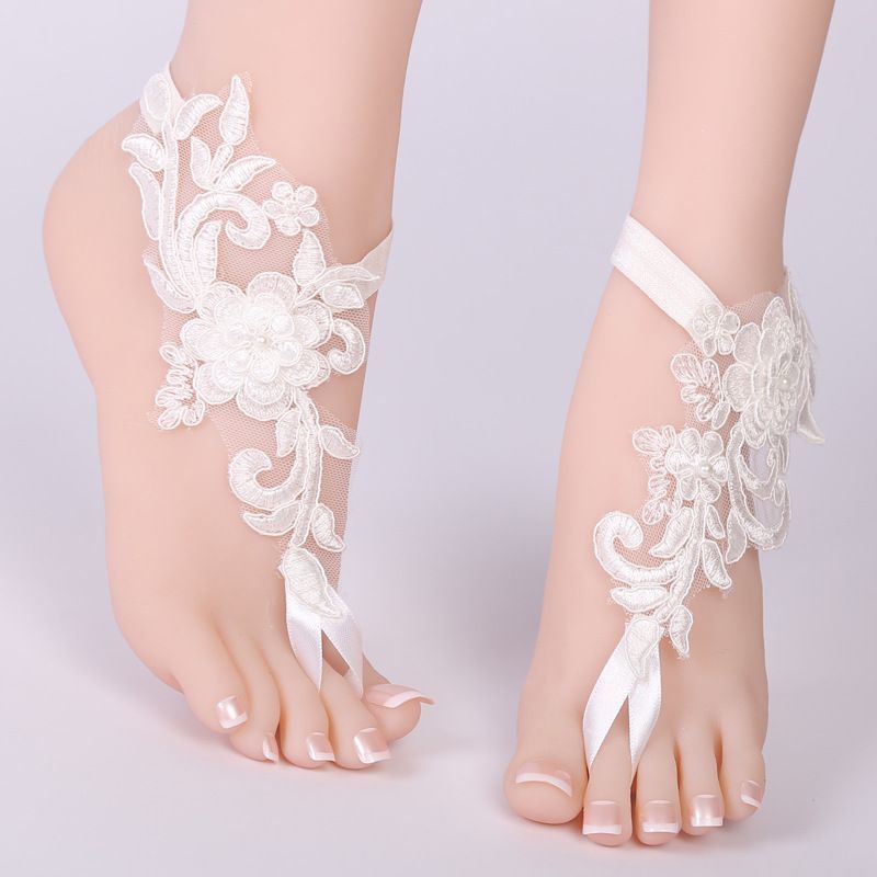 Foot Chain Lace Ankle Bracelet Bridal Beach Wedding Barefoot Sandals
