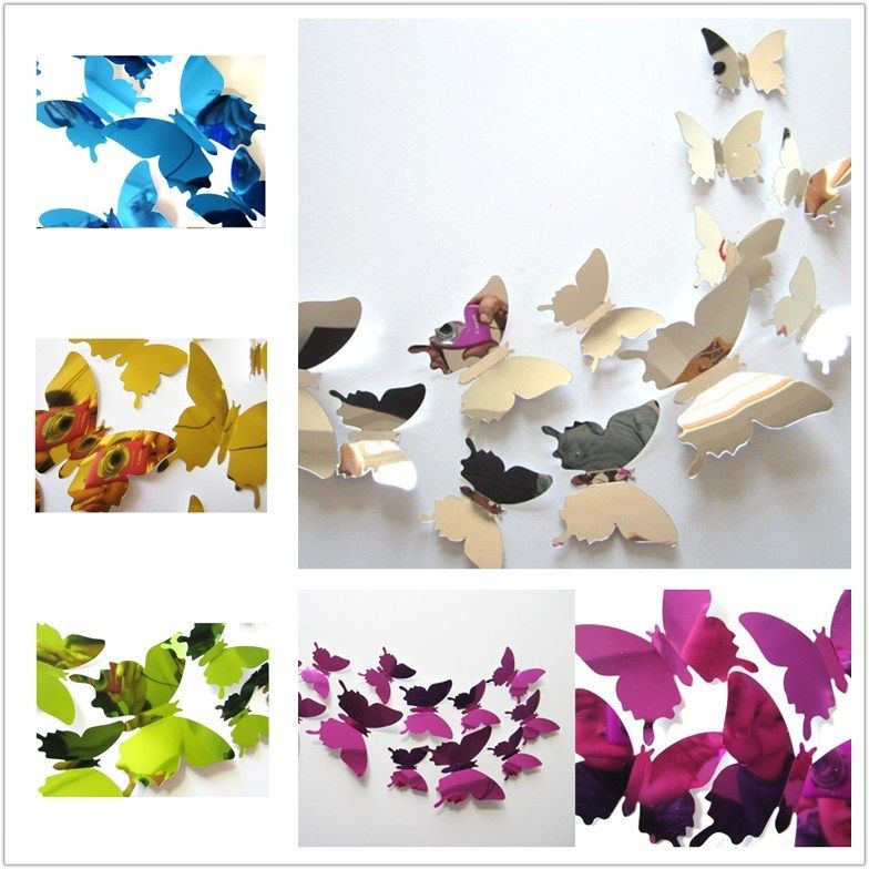new mirror 3d butterfly wall stickers party wedding decor diy home