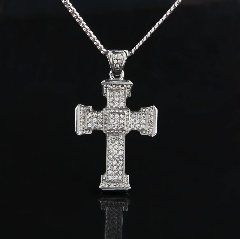 Huge Diamond Cross Necklace 24 Inch Mens Diamond Cross Necklace In