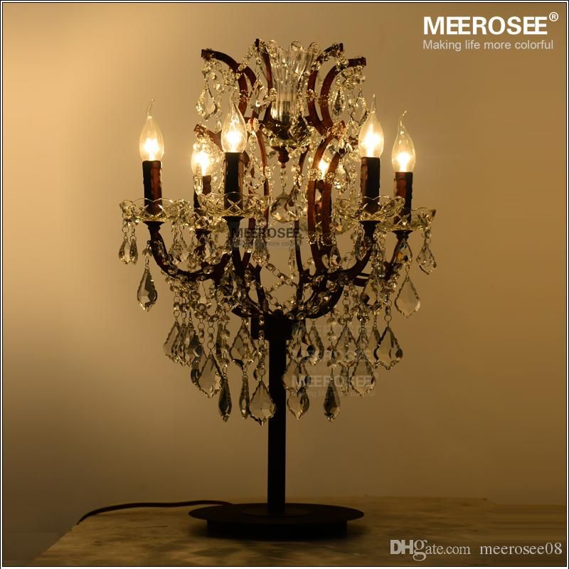 Wrought Iron 6 Lights Crystal Table Lamps Antique Retro Wrought Iron 6 Lights Crystal Table Lamps Antique Retro Light Lighting Living Room Bedroom Decorative Td001 Chandelier Dining