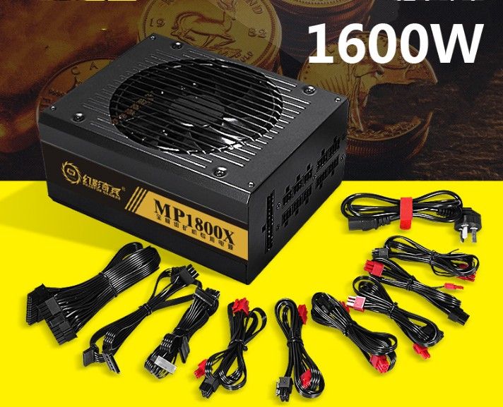 6 Gpu Miner 1600w Eth Ethereum Miner Power Supply For Bitcoin Miners Support 6 Graphics Card 6 Sata Interface Mining Power 80 Plus Gold Llfa - 