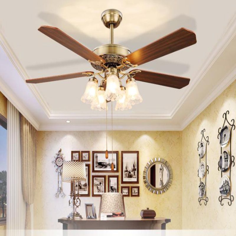Modern Led Ceiling Fans Light Creative Home Lights Wooden Iron Bedroom Living Room Color Changing Lamps With Remote Control