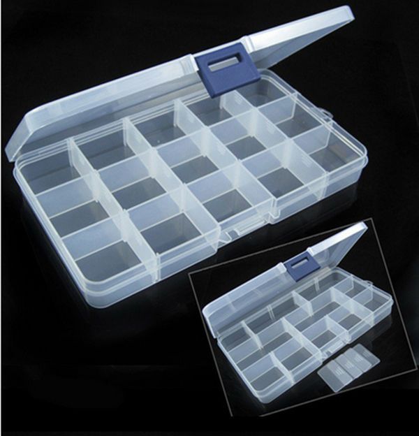 Adjustable Plastic 12 Compartment Storage Box Earring Jewelry Bin Case Container Sewing Rhinestone Nailart Tips