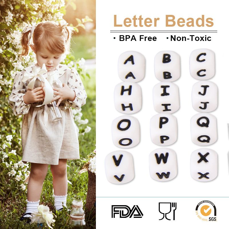 new 12mm food grade silicone alphabet bands diy silicone chewing new 12mm food grade silicone alphabet bands diy silicone chewing teething necklace teether beads letter beads pendants accessories chewing teething diy toy