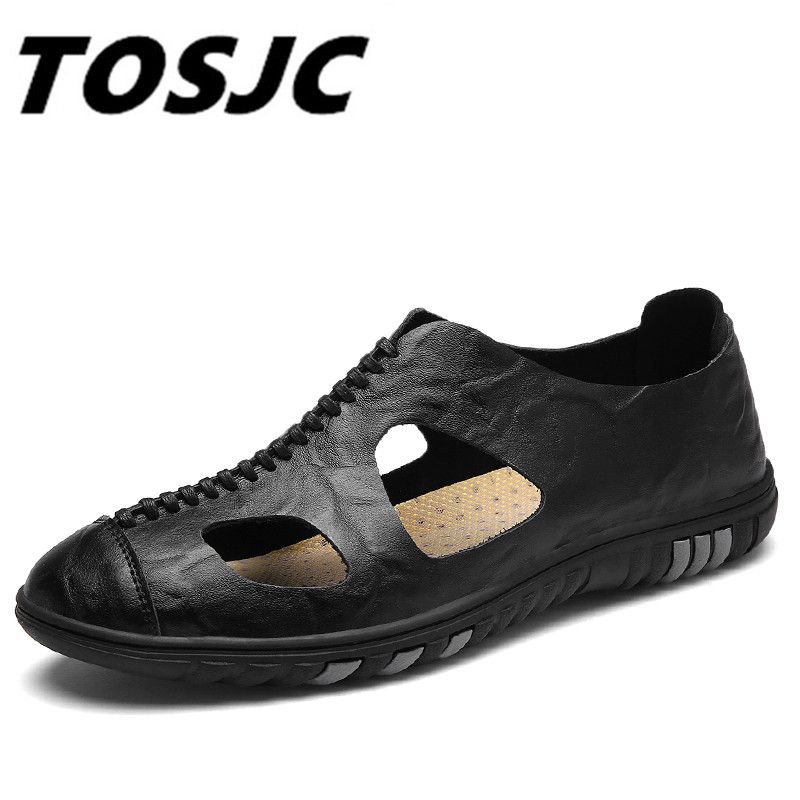 Tosjc Summer Shoes Men Sandals Men Beach Sandals Black Outdoor Slip