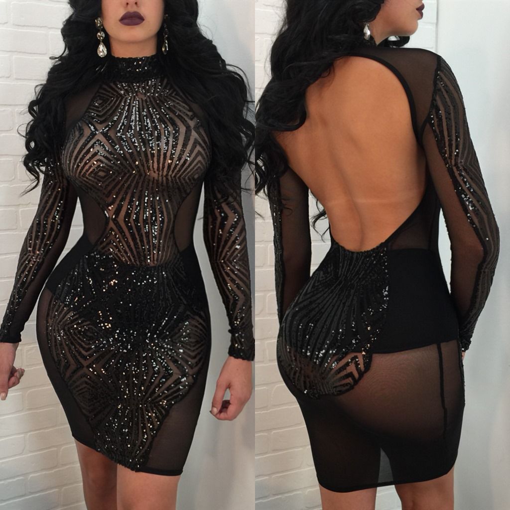 Backless see through dress