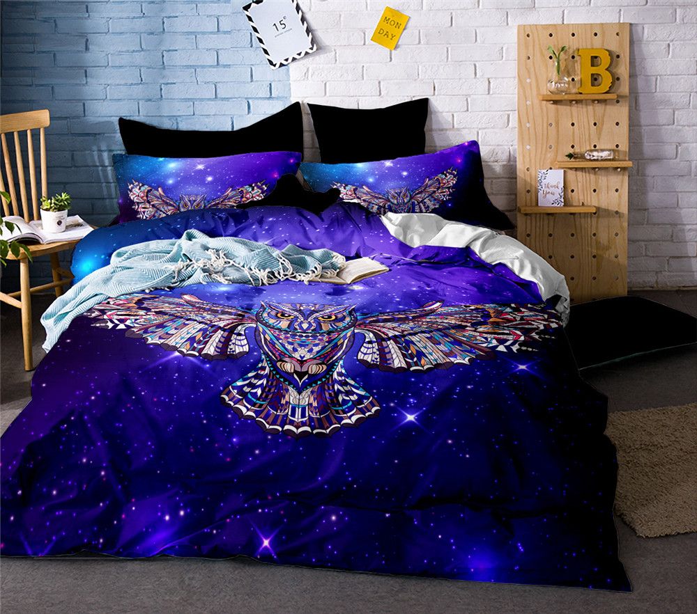 3d Owl Printed Bed Linen Bedding Set Comforter Cover Quilt 3d Owl Printed Bed Linen Bedding Set Comforter Cover Quilt Duvet Queen King Size Double Single Black Sheets Gingham