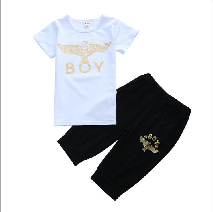 2020 Boy Letter Famous Brand Logo Print Baby Boy Clothes Summer