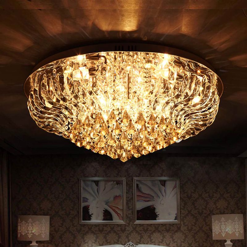 Bright Modern Big Round Led Crystal Ceiling Light Fixture Indoor Bright Modern Big Round Led Crystal Ceiling Light Fixture Indoor Chandelier K9 Material Home Lighting From