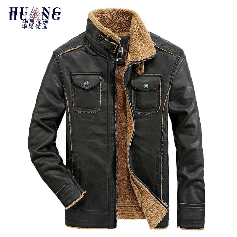 2018 Brand Male Winter Thicken Warm Leather Jacket Punk Mens Faux ...